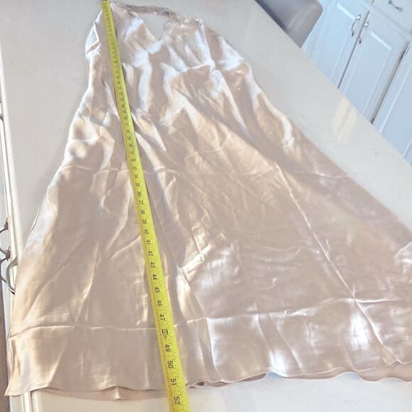 NEW Quince Silk Stretch Washable Twist Halter Midi Backless Dress Cream Size L - Picture 12 of 14